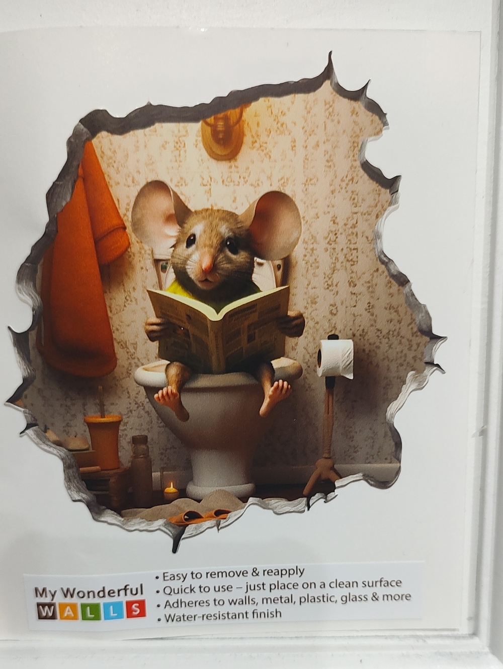 Mouse Reading On The Pot Wall Decal Funny